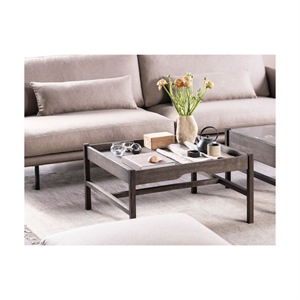 Optic Kvadratisk sofabord - Træbakke -  Massiv Mocca Brun olieret ask - Flere størrelser